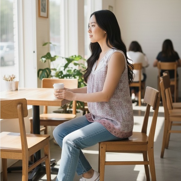 Cynthia Rowley Mauve Paisley-Print Sleeveless Tank Size 1X - Picture 3 of 9